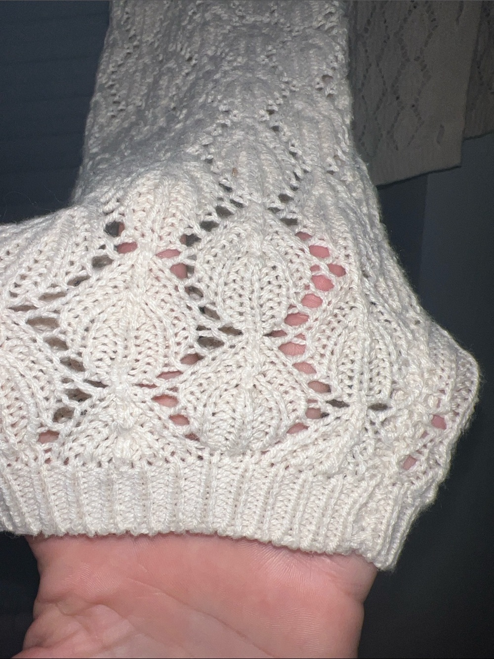 Sincerly Jules Cream Knit Cardigan with Embroidered Collar - Picture 7 of 10